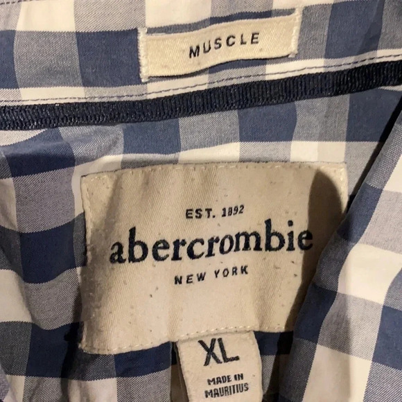 Abercrombie Newyork Boys muscle  checkered box print button down shirt Sz XL - Picture 4 of 7